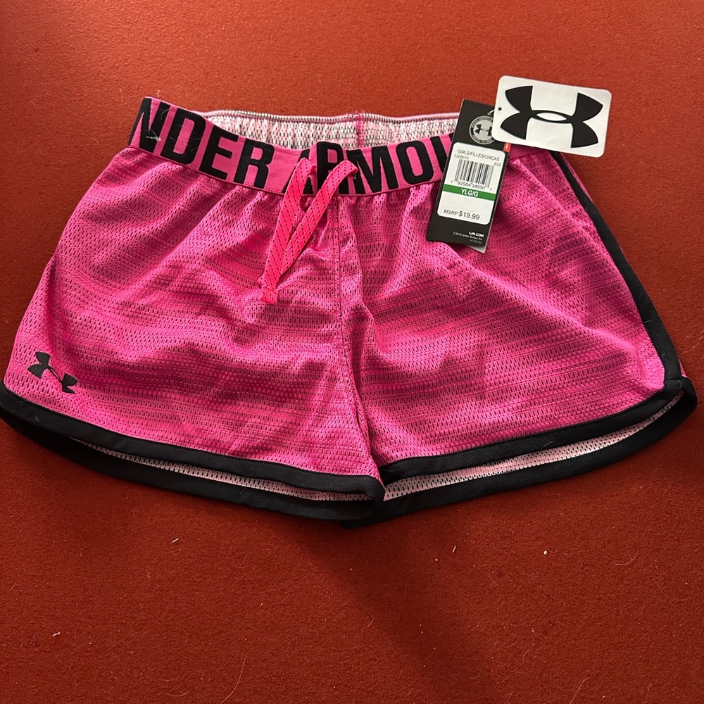 Under Armour Bright Pink Girls' Athletic Shorts
